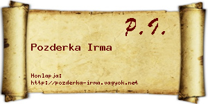 Pozderka Irma névjegykártya